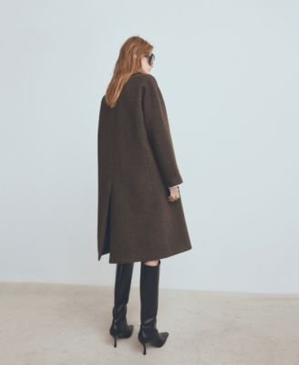 Women's Wool-Blend Micro-Houndstooth Coat