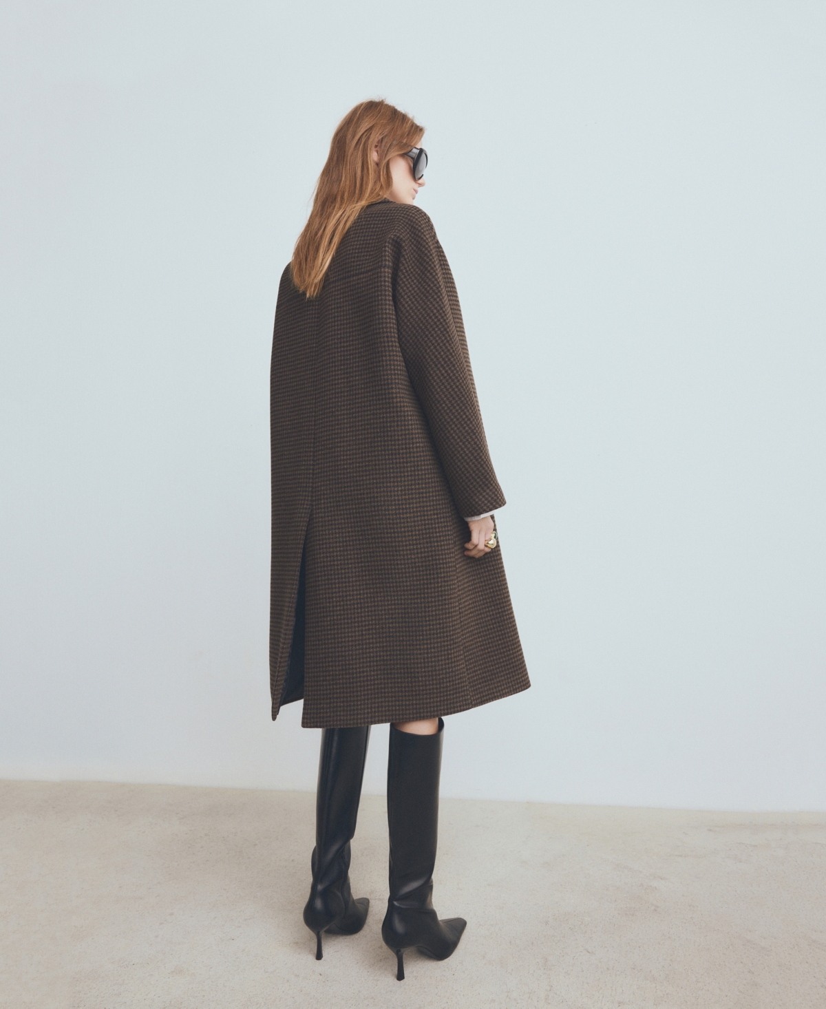 Mango Women's Wool-Blend Micro-Houndstooth Coat