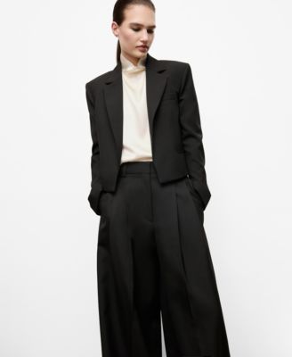 Women's Wide-Leg Pleated Suit Pants