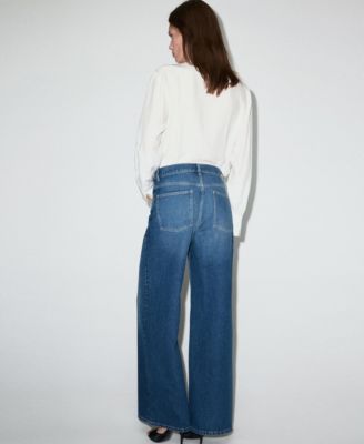 Women's Crossover Waistband Wide-Leg Mid-Rise Jeans