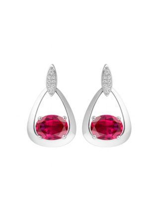 2-Pc. Ruby (3.5 ct. t.w.) and Lab-Grown White Sapphire (0.03 ct. t.w.)  Earrings And Pendant Set in Sterling Silver (Also Available in Opal, Amethyst, Sapphire and Blue Topaz)