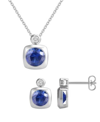 2-Pc. Amethyst (2.5 ct. t.w.) and Lab-Grown White Sapphire (0.1 ct. t.w.) Earrings And Necklace Set in 14k Gold Over Sterling Silver (Also Available in Other Gemstones)