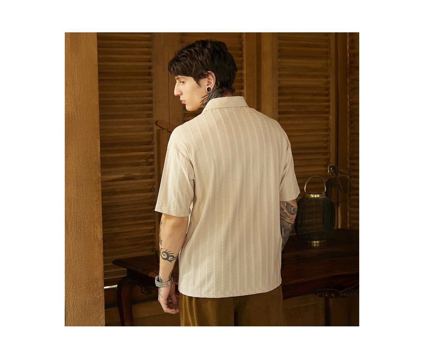 Мужская футболка Cahoot Campus Sutra Tactile Oversized Polo, цвет: Белый — фото 5