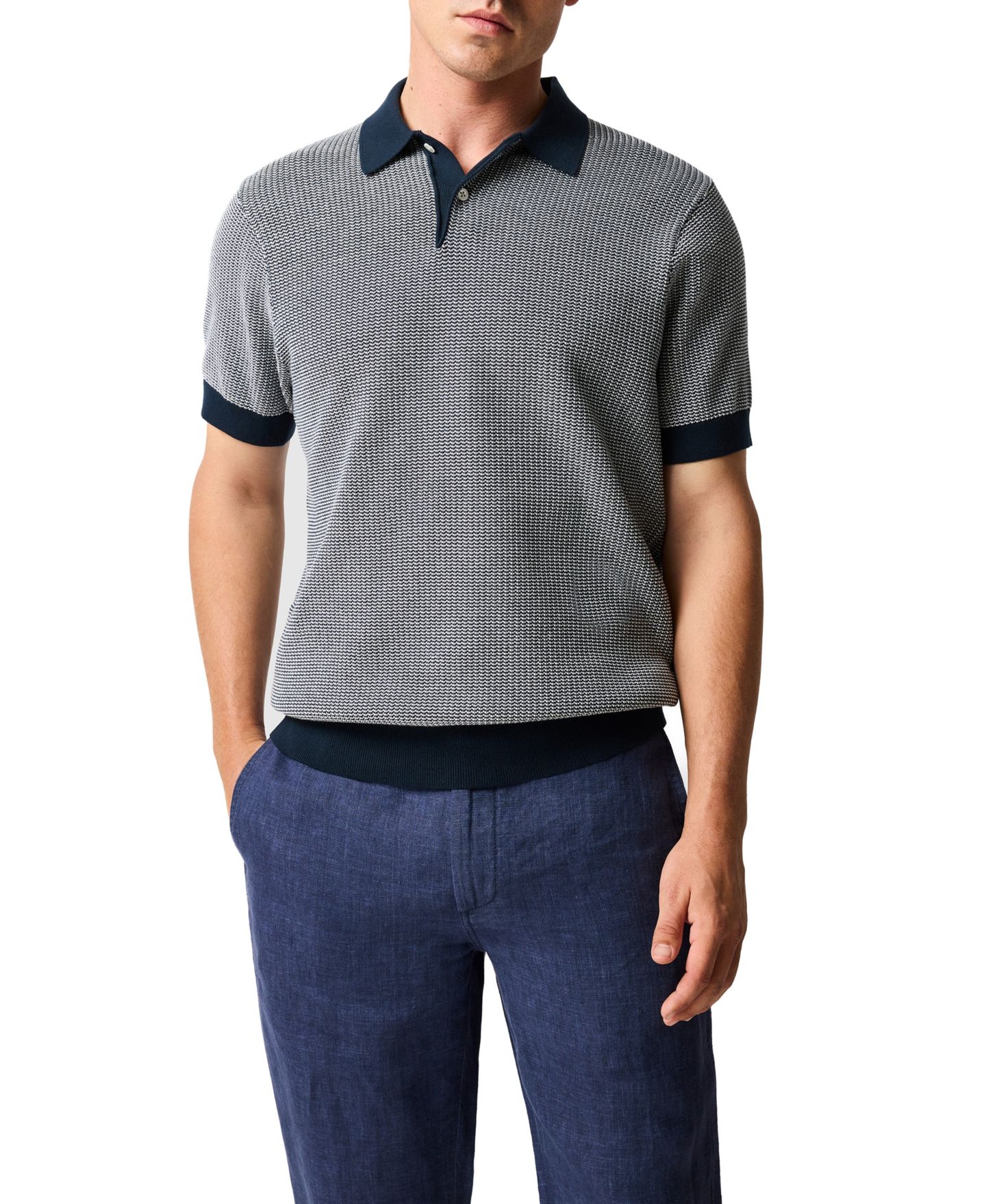 Мужское поло Rodd & Gunn Nicholls Knit Polo Shirt, цвет: Тёмно-синий — фото 1