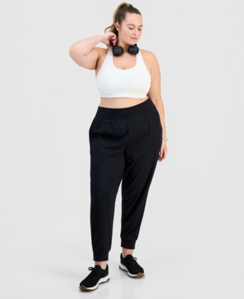 Женские брюки ID Ideology Plus Size Studio Ankle Jogger, цвет: Глубокий чёрный