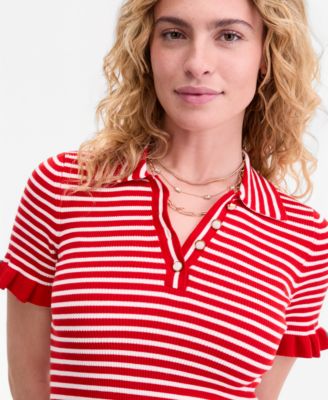 Women's Ruffle-Trim Knit Midi Sweater Dress