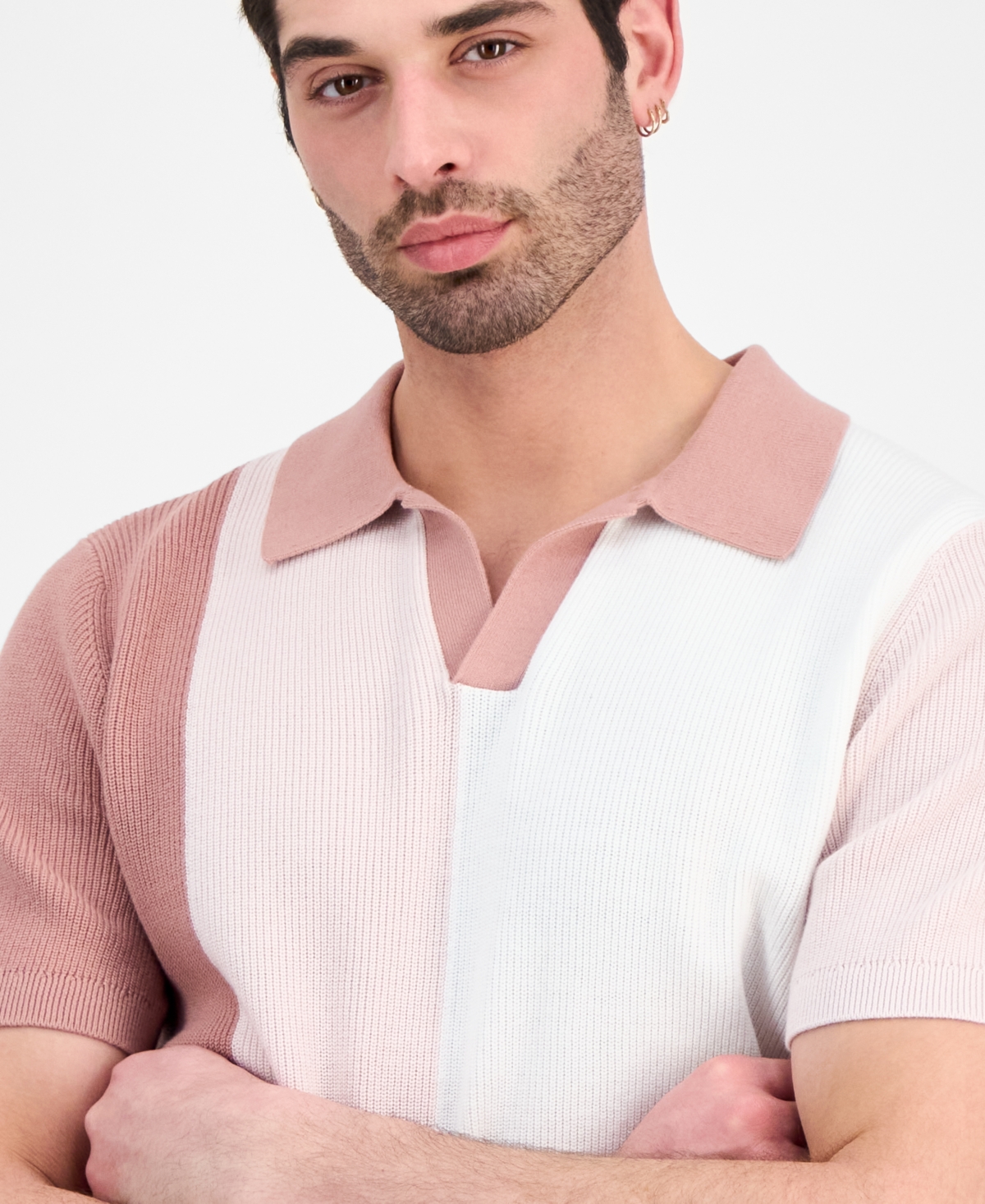 Alfani Men's Cotton Colorblocked Johnny Collar Sweater, Macy's Exclusive