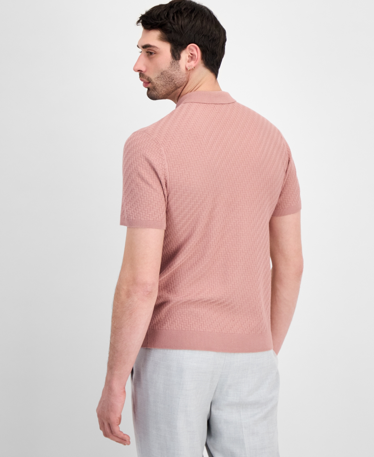 Alfani Men's Basketweave Short-Sleeve Polo Sweater, Macy's Exclusive