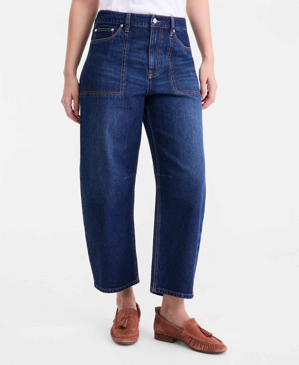 On 34th Women's Utility-Pocket Cropped Barrel-Leg Jeans, Macy's Exclusive