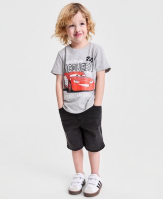 Boys' Toddler 12M-5T Lightning McQueen T-Shirt & Knit Denim Shorts