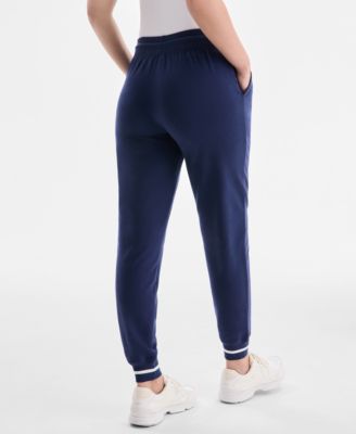Women's Ribbed Solid Fleece Ankle Jogger Pants