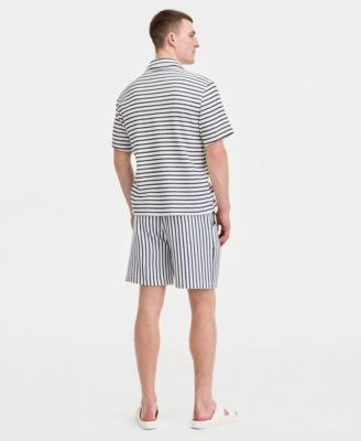 Men's Striped Camp Shirt, T-Shirt & Shorts