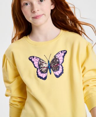 Girls' XS-XL Butterfly-Graphic Crewneck Sweatshirt