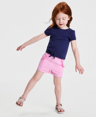 Girls' 12M-5T Dot-Print Tie T-Shirt