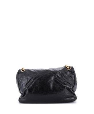 Large Monaco Chain Flap Shoulder Bag Leather