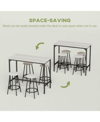 5-Piece Rustic Bar Table and Chairs Set for Dining Room