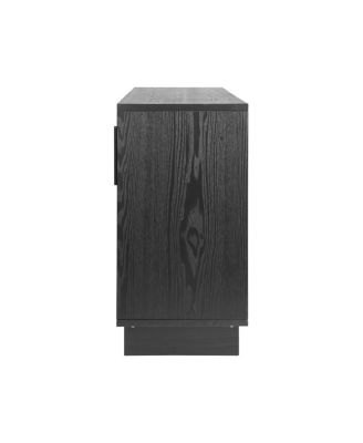 Modern 4-door storage cabinet with ash veneer and Black finish