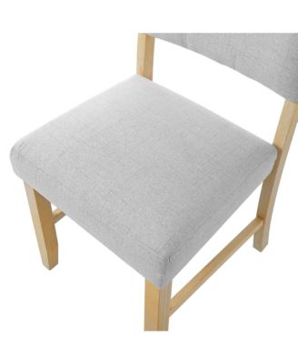 Upholstered Dining Chairs, Set of 4, Beige & Natural Wood