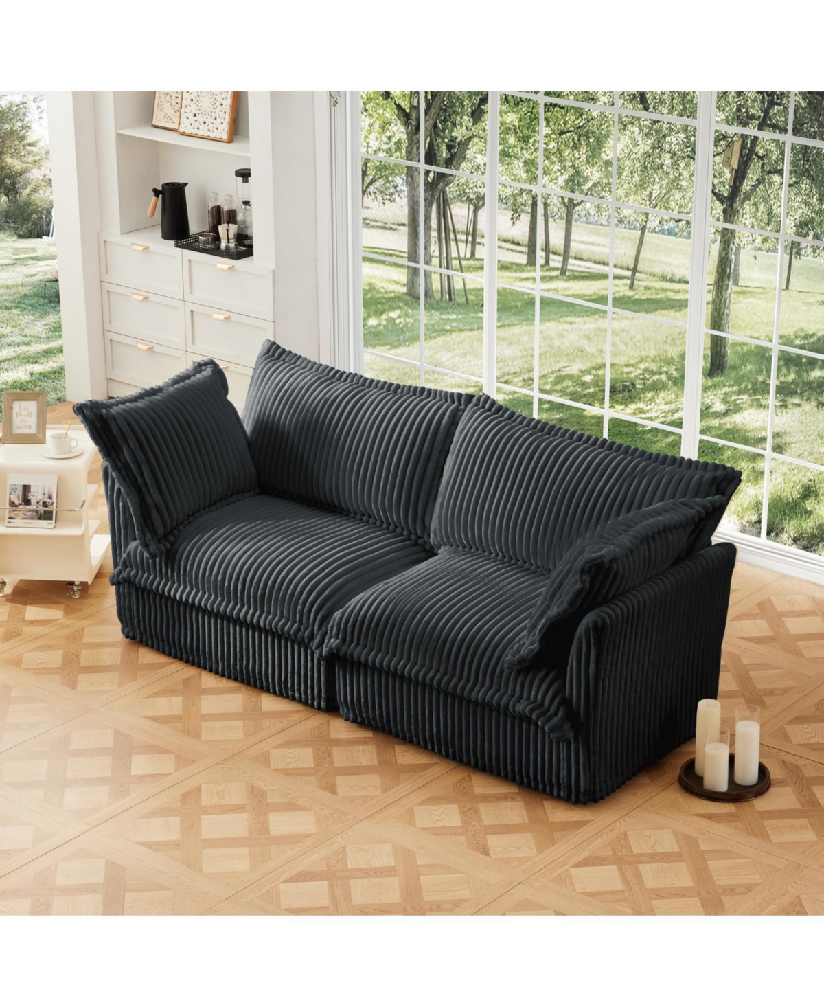 Streamdale Furniture Gray Corduroy Slipcovered 2-Seat Sofa