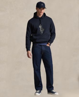 Men's Leather-Pony Double-Knit Hoodie