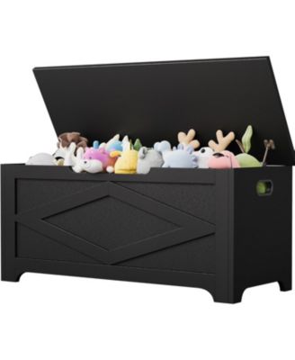 39.4" Storage Chest, Wooden Storage Bench with Safety Hinges, Easy Assembly, Large Toy Chest for Entryway, Living Room