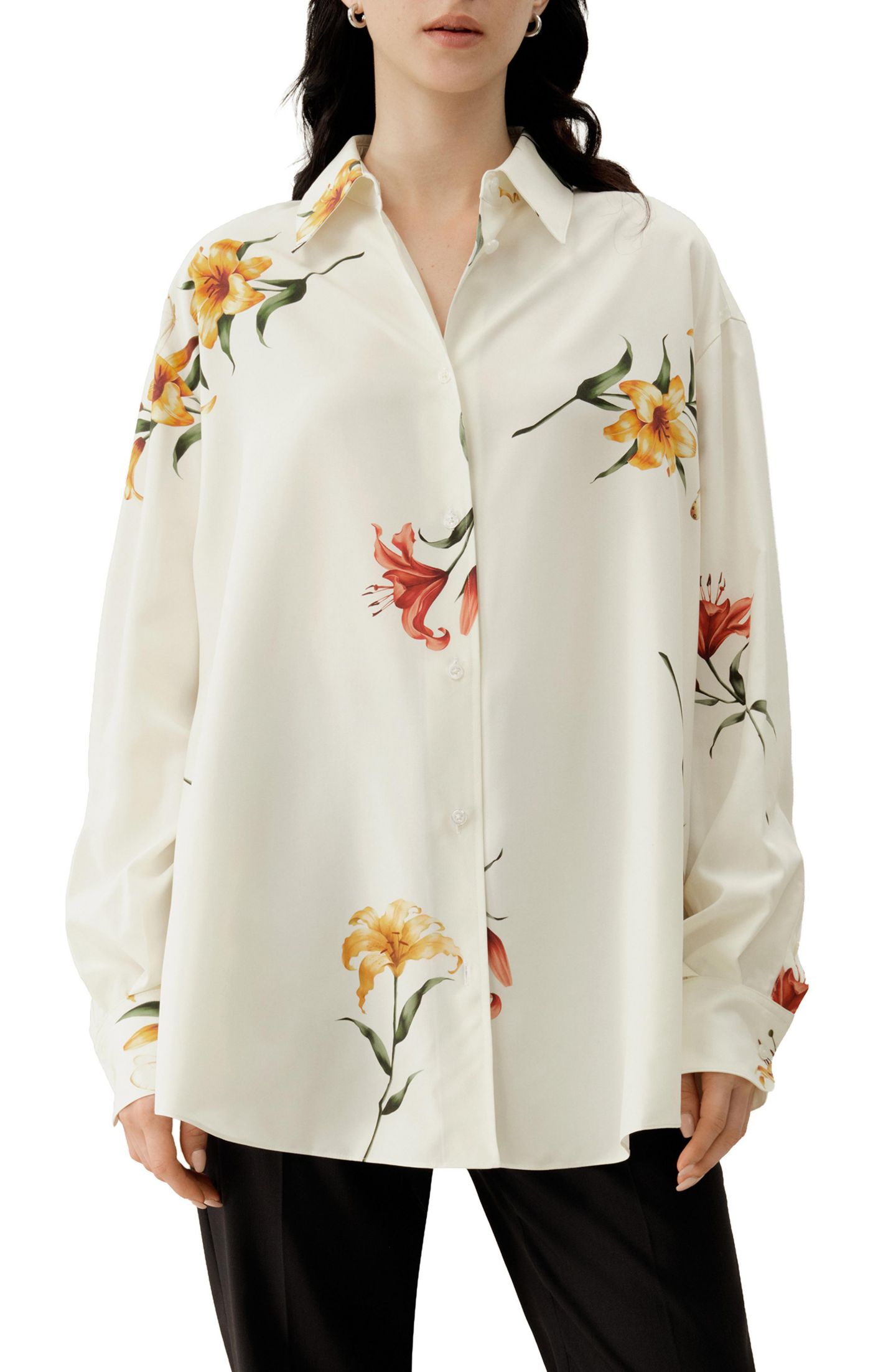 Женский топ LILYSILK Print Oversize, цвет: Белый — фото 1