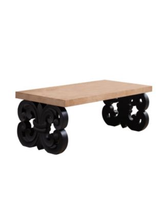 Black Scroll Coffee Table - 47" Rectangular Wood Farmhouse Table