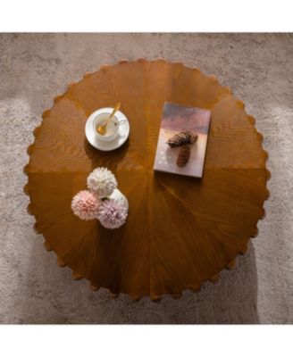 Drum Fluted Coffee Table - Modern Round Center Table