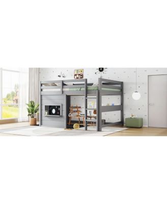 Streamdale Loft Bed with Slide, Bookshelf, Safety Rails