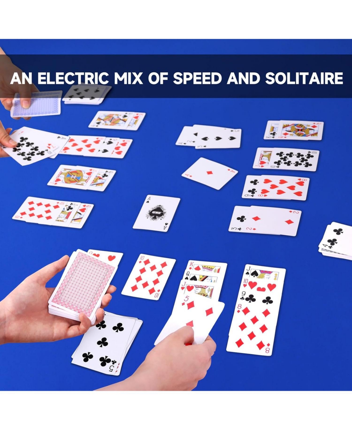 Gse Games & Sports Expert -Deck Nertz Card Game Set, Multi-colored Playing Cards for Poker, Blackjack, Rummy, Go Fish