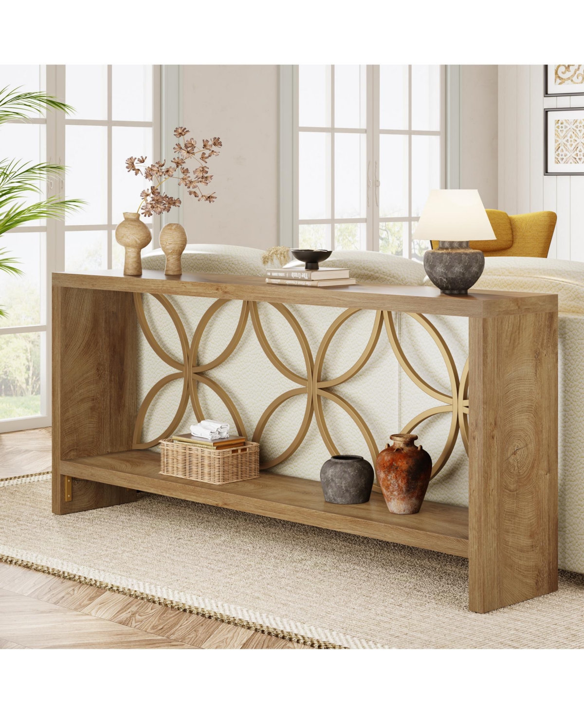 Tribesigns 70.9-Inch Narrow Sofa Table, Industrial Long Sofa Table Behind Couch, Entry Console Table with Storage for Entryway, Living Room, Foyer