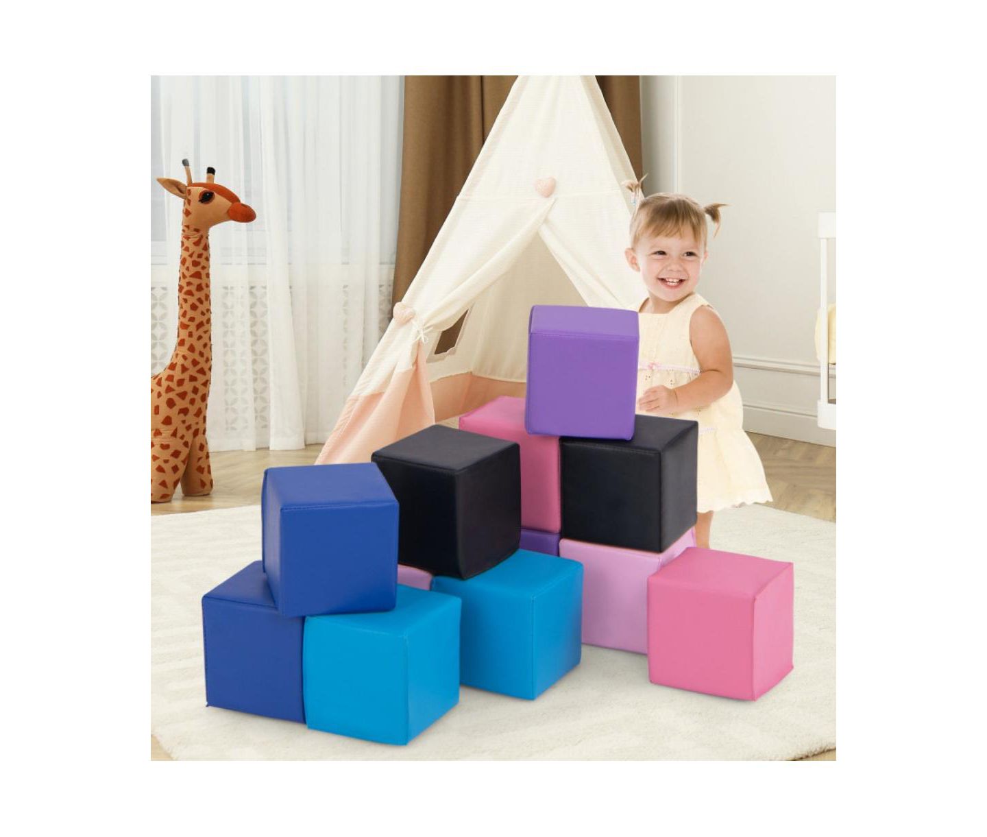 Детский конструктор HONGGE Soft Foam Stacking Sensory Learning 12-Piece Building Set, Ages 3+, цвет: Разноцветный — фото 2