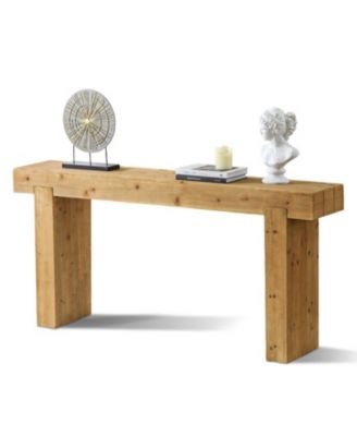 63" Solid Wood Console Table - Rustic Farmhouse Sofa Table