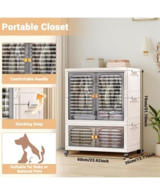 Pet Wardrobe Closet, Stackable Storage Cabinet, Clothes Cabinet with Doors
