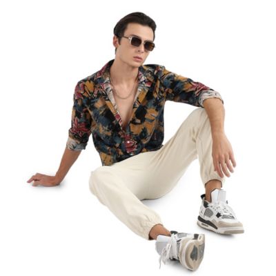 Men's Multicolour Artistic Flowers Shirt