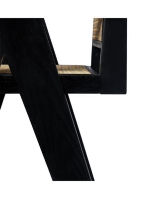 27", Modern Minimalist Bar Stool with Cane Seat, Solid Wood Frame