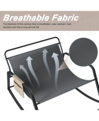 Rocking Chair with Storage, Cushions, Armrests - Indoor/Outdoor (Off White