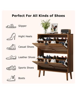 Medieval Modern Independent Shoe Cabinet, Walnut Shoe Storage Cabinet, Fence Shoe Cabinet