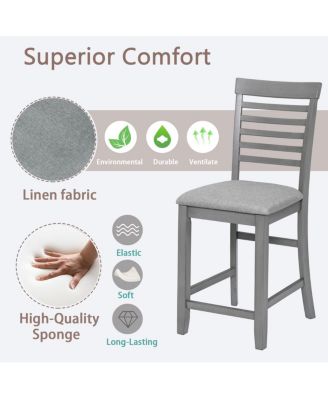 Dining Chairs Set of 4, Wooden Counter Height Chairs with Padded Seat, Gray