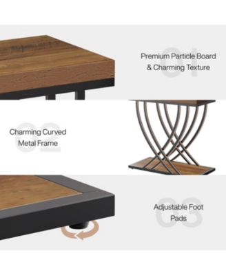 Side Table Set of 2, 2-Tier Narrow End Table for Living Room, Industrial Nightstand with Metal Frame, Small Bedside Tables