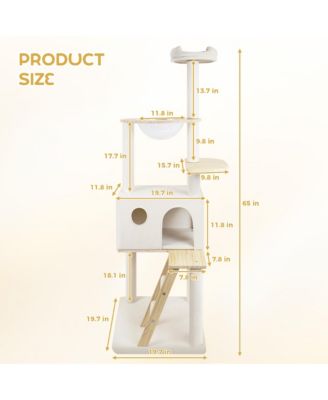 165cm Wood Cat Tree - Large Condo + Transparent Spacecraft