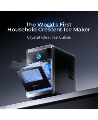 26lbs Per Day Portable  Crescent Ice Maker Countertop  in Black with Ice Scoop and Self-Cleaning