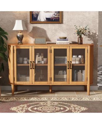 Streamdale Stylish 4-door storage cabinet for living/dining room entrance, large, natural