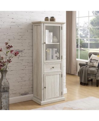 Streamdale Tall Storage Cabinet with Glass Door and Shelves, White