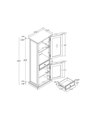 Streamdale Tall Storage Cabinet with Glass Door and Shelves, White