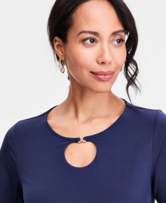 Women's Split-Sleeve Keyhole-Neck Top