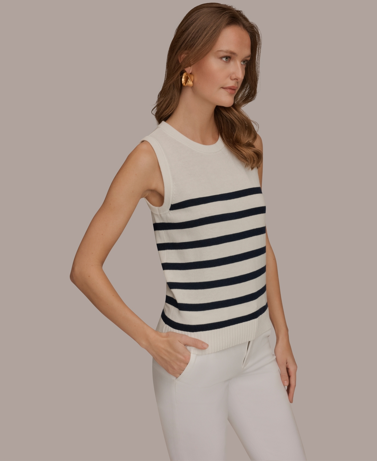 Donna Karan Weekend Women's Crew Neck Stripe Sweater