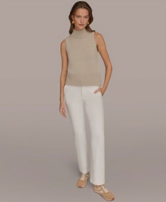 Women's Sleeveless Mock Neck A-Line Sweater