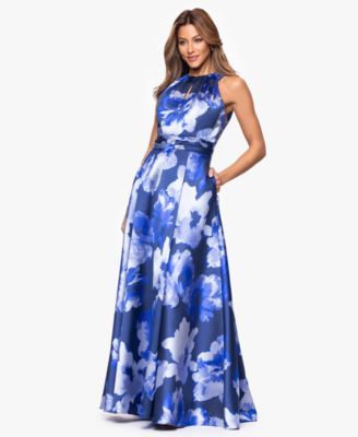 Women's Long Printed Halter Neck Ball Gown
