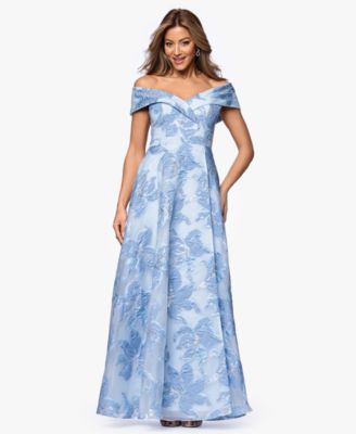 Women's Long Jacquard Printed Off-The-Shoulder Ball Gown
